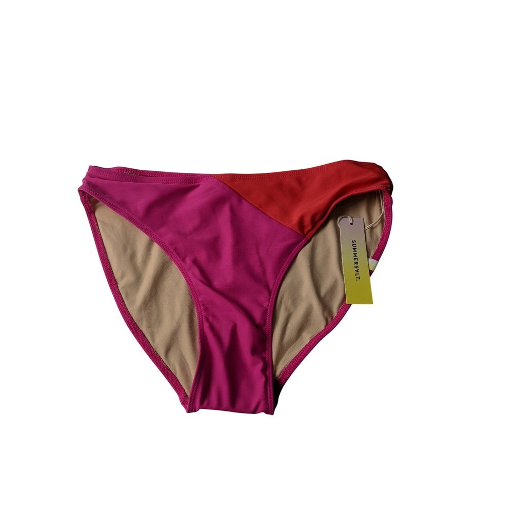 Summersalt Womens Colorblock Bikini Bottom Pink Red Size 4 New With Tags